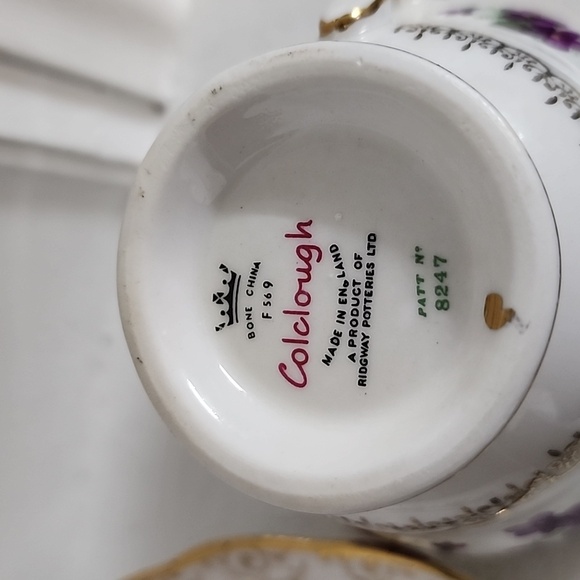 Colclough Cup and Saucer with Violet flowers and Golden scrolls Pat #8247 - Picture 8 of 8